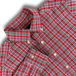 Vineyard Vines Slim Fit Whale Shirt Mens S Red Plaid Long Sleeve Button Down